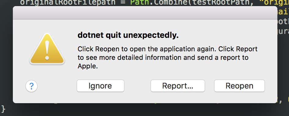 dotnet quit unexpectedly visual studio for mac
